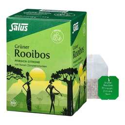Abbildung: Grüner Rooibostee Pfirsich Zitrone Kräuter Früchte Tee Bio Salus 15 St, Filterbeutel PZN 17390063