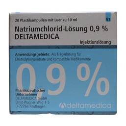 Abbildung: Natriumchlorid-Lösung 0,9% Deltamedica Luer Pl. 20X10 ml, Injektionslösung PZN 17393067