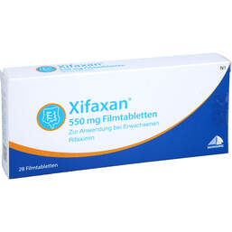 Abbildung: Xifaxan 550 mg Filmtabletten 28 St, Filmtabletten PZN 17400494