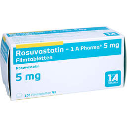 Abbildung: Rosuvastatin-1A Pharma 5 mg Filmtabletten 100 St, Filmtabletten PZN 17412066