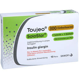 Abbildung: Toujeo 300 E / ml Solostar Injektionslösung in einem Fertigpen 10X1.5 ml, Injektionslösung PZN 17414467