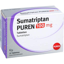 Abbildung: Sumatriptan Puren 100 mg Tabletten 12 St, Tabletten PZN 17416822