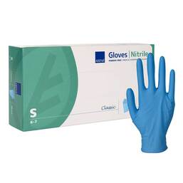 Abbildung: Abena Classic Nitril Untersuchungshandschuhe unste.pf S blau 100 St, Handschuhe PZN 17416880
