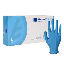 Abbildung: Abena Classic Nitril Untersuchungshandschuhe unste.pf L blau 100 St, Handschuhe PZN 17416928