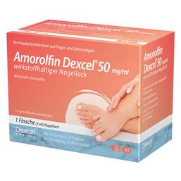 Abbildung: Amorolfin Dexcel® 50 mg/ml wirkstoffhaltiger Nagellack Wirkstoffhaltiger Nagellack, 3 ml PZN 17417603