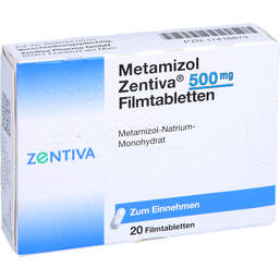 Abbildung: Metamizol Zentiva 500 mg Filmtabletten 20 St, Filmtabletten PZN 17418873
