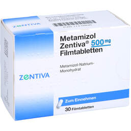 Abbildung: Metamizol Zentiva 500 mg Filmtabletten 30 St, Filmtabletten PZN 17418896