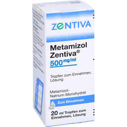 Abbildung: Metamizol Zentiva 500 mg / ml Tropf.zum Einnehmen Lösung 20 ml, Tropfen zum Einnehmen PZN 17418927
