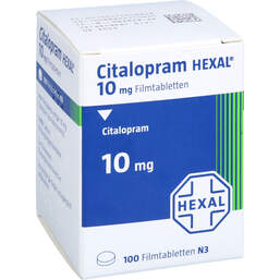 Abbildung: Citalopram Hexal 10 mg Filmtabletten Dose 100 St, Filmtabletten PZN 17420634