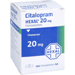 Abbildung: Citalopram Hexal 20 mg Filmtabletten Dose 100 St, Filmtabletten PZN 17420640