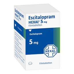 Abbildung: Escitalopram Hexal 5 mg Filmtabletten Dose 100 St, Filmtabletten PZN 17420663