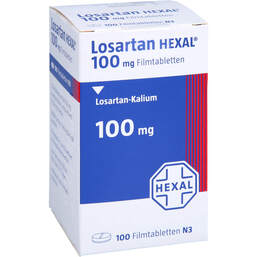 Abbildung: Losartan Hexal 100 mg Filmtabletten Dose 100 St, Filmtabletten PZN 17420746