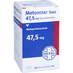 Abbildung: Metohexal Succ 47,5 mg Retardtabletten Dose 100 St, Retard-Tabletten PZN 17420812