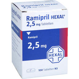 Abbildung: Ramipril Hexal 2,5 mg Tabletten Dose 100 St, Tabletten PZN 17420947