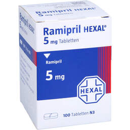 Abbildung: Ramipril Hexal 5 mg Tabletten Dose 100 St, Tabletten PZN 17420953
