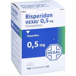 Abbildung: Risperidon Hexal 0,5 mg Filmtabletten Dose 100 St, Filmtabletten PZN 17420982