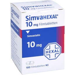 Abbildung: Simvahexal 10 mg Filmtabletten Dose 100 St, Filmtabletten PZN 17421042