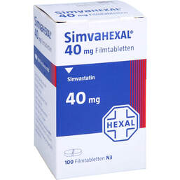 Abbildung: Simvahexal 40 mg Filmtabletten Dose 100 St, Filmtabletten PZN 17421088