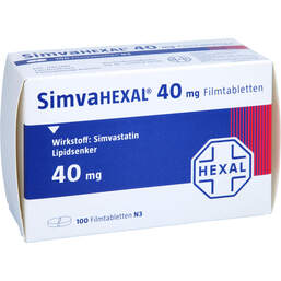 Abbildung: Simvahexal 40 mg Filmtabletten 100 St, Filmtabletten PZN 17422780