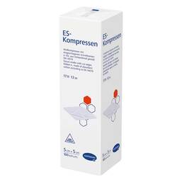Abbildung: ES-Kompressen unsteril 5x5 cm 12fach 100 St, Kompressen PZN 17434228