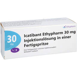 Abbildung: Icatibant Ethypharm 30 mg Injektionslösung i.e.F.-Sp. 3 St, Injektionslösung in einer Fertigspritze PZN 17437385