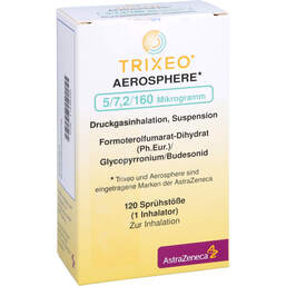 Abbildung: Trixeo Aerosphere 5 / 7,2 / 160 µg Druckgasinh.120ED 1 St, Dosieraerosol PZN 17438350