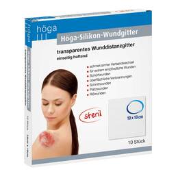Abbildung: Höga-Silikon-Wundgitter 10x10cm einseit.haft.tran. 10 St, Pflaster PZN 17445278