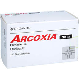Abbildung: Arcoxia 90 mg Filmtabletten 100 St, Filmtabletten PZN 17447917