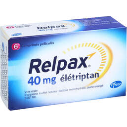 Abbildung: Relpax 40 mg Filmtabletten 6 St, Filmtabletten PZN 17448242