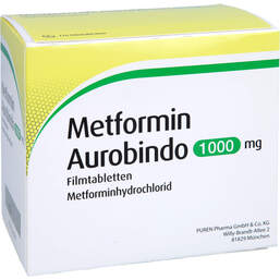 Abbildung: Metformin Aurobindo 1000 mg Filmtabletten 120 St, Filmtabletten PZN 17448940