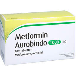 Abbildung: Metformin Aurobindo 1000 mg Filmtabletten 180 St, Filmtabletten PZN 17448957