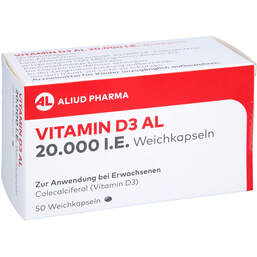 Abbildung: Vitamin D3 AL 20.000 I.E. Weichkapseln 50 St, Weichkapseln PZN 17449365