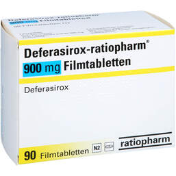 Abbildung: Deferasirox-ratiopharm 900 mg Filmtabletten 90 St, Filmtabletten PZN 17449951