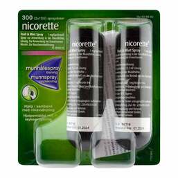 Abbildung: Nicorette Fruit & Mint Spray 1 mg / Sprühstoß 2 St, Spray PZN 17450285