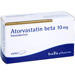 Abbildung: Atorvastatin beta 10 mg Filmtabletten 49 St, Filmtabletten PZN 17453817