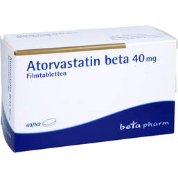 Abbildung: Atorvastatin beta 40 mg Filmtabletten 49 St, Filmtabletten PZN 17453941
