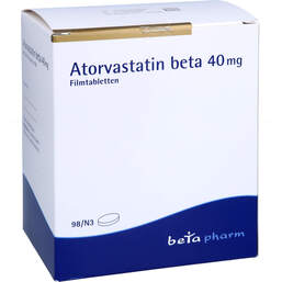 Abbildung: Atorvastatin beta 40 mg Filmtabletten 98 St, Filmtabletten PZN 17453958