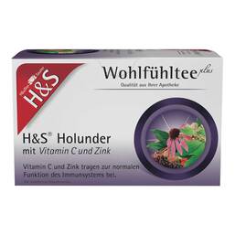 Abbildung: H&S Holunder mit Vitamin C und Zink Filterbeutel 20X2.5 g, Filterbeutel PZN 17454337