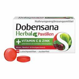 Abbildung: Dobensana Herbal Kirschgeschmack Vitamin C & Zink Pastillen Lutschpastillen, 16 St PZN 17457821