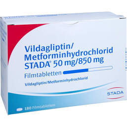 Abbildung: Vildagliptin / Metformin STADA 50 mg / 850 mg Filmtab. 180 St, Filmtabletten PZN 17467535