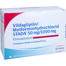 Abbildung: Vildagliptin / Metformin STADA 50 mg / 1000 mg Filmtab 180 St, Filmtabletten PZN 17467564