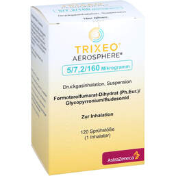 Abbildung: Trixeo Aerosphere 5 / 7,2 / 160µg Druckgasinh.120ED 1 St, Dosieraerosol PZN 17482552