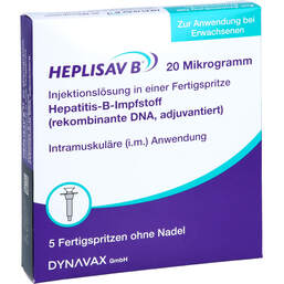 Abbildung: Heplisav B 20 Mikrogramm Injektionslösung Fertigspritze  5 St, Injektionslösung in einer Fertigspritze PZN 17502651
