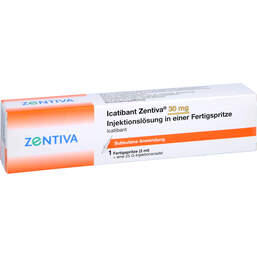 Abbildung: Icatibant Zentiva 30 mg Injektionslösung in einer Fertigspritze  1 St, Injektionslösung in einer Fertigspritze PZN 17503018