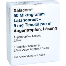 Abbildung: Xalacom 50 µg Latanoprost + 5 mg Timolol / ml Atr 3X2.5 ml, Augentropfen PZN 17506927