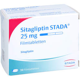 Abbildung: Sitagliptin STADA 25 mg Filmtabletten 98 St, Filmtabletten PZN 17507039