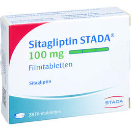 Abbildung: Sitagliptin STADA 100 mg Filmtabletten 28 St, Filmtabletten PZN 17507068