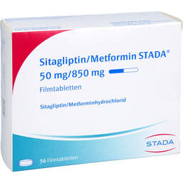 Abbildung: Sitagliptin / Metformin STADA 50 mg / 850 mg Filmtabletten 56 St, Filmtabletten PZN 17507105