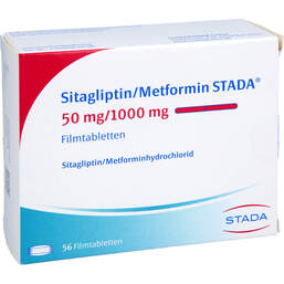 Abbildung: Sitagliptin / Metformin STADA 50 mg / 1000 mg Filmtabl 56 St, Filmtabletten PZN 17507128