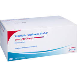 Abbildung: Sitagliptin / Metformin STADA 50 mg / 1000 mg Filmtabl 196 St, Filmtabletten PZN 17507140